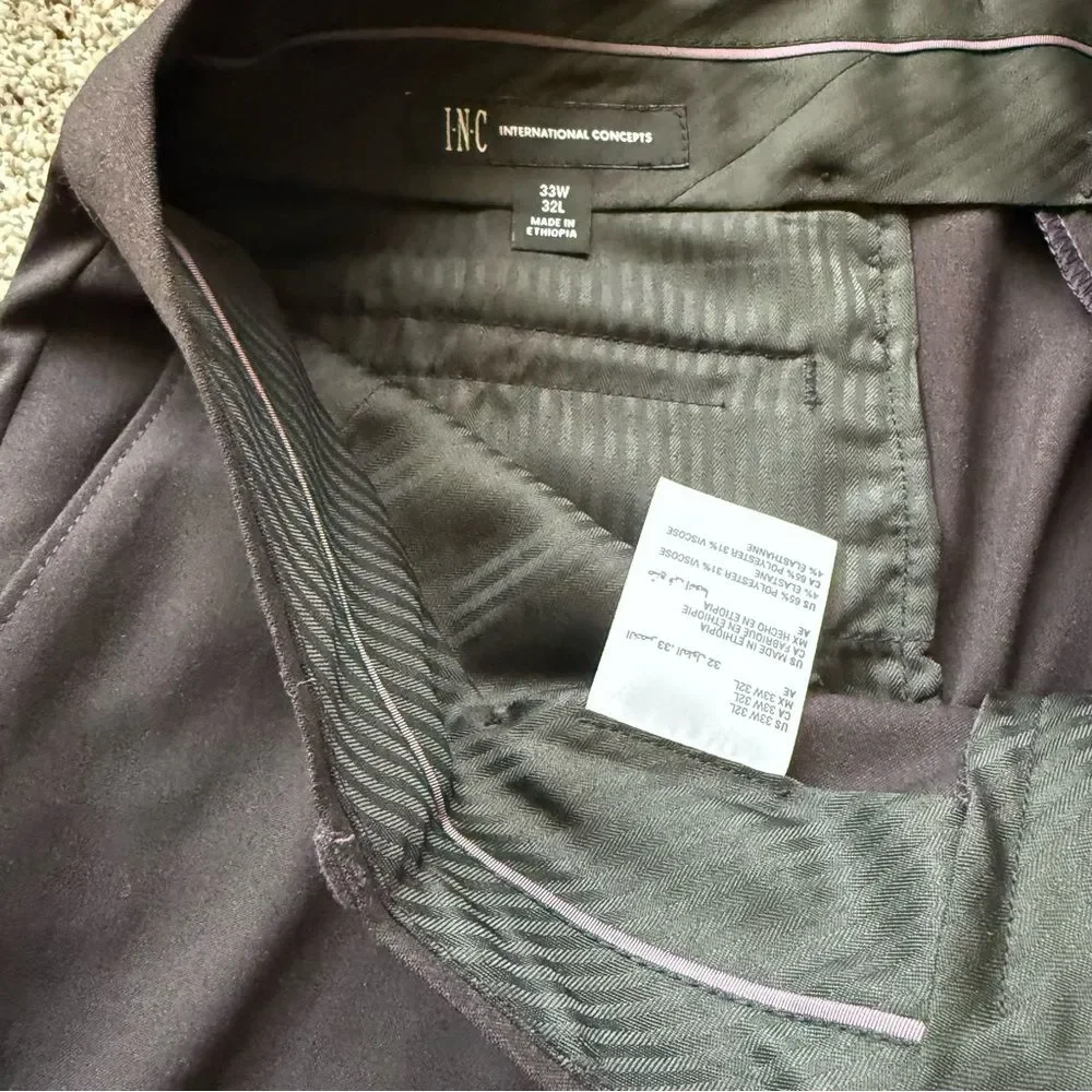 INC Men's 33x32 Dress Pants Deep purple / plum color pressed straight leg